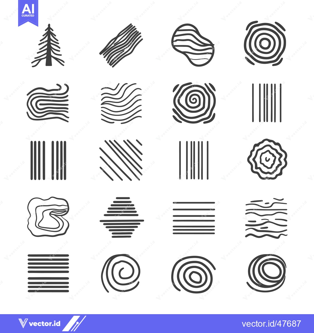 Premium Vector of Hand-drawn Wood Grain and Tree Ring Patterns