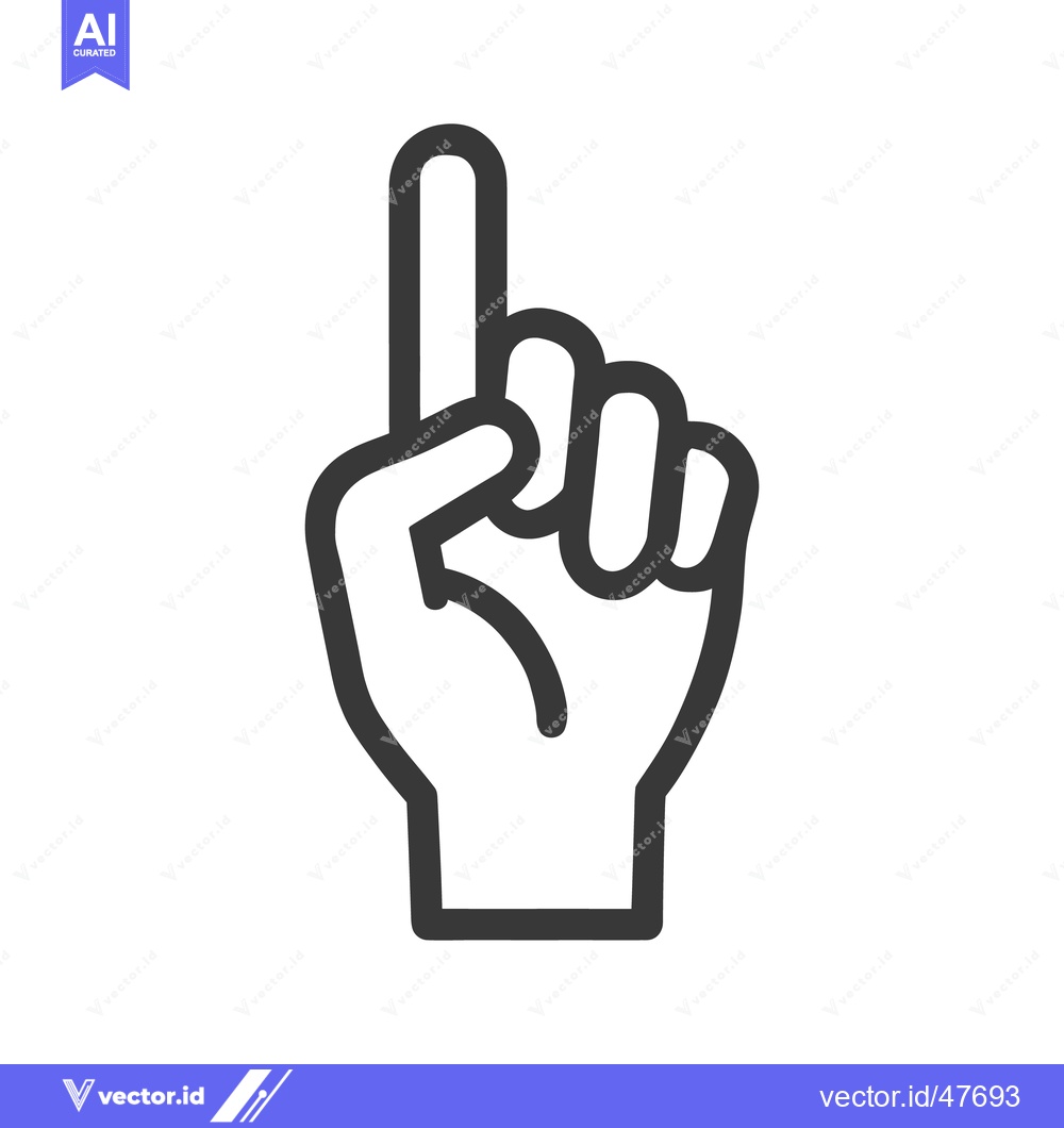Premium Vector of Bold Outline of Hand with Index Finger Pointing Upward on White Backgr
