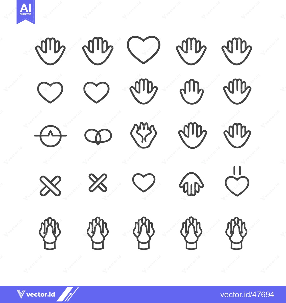 Premium Vector dari Hand Gesture Icons Set, Including Hearts and Other Symbols
