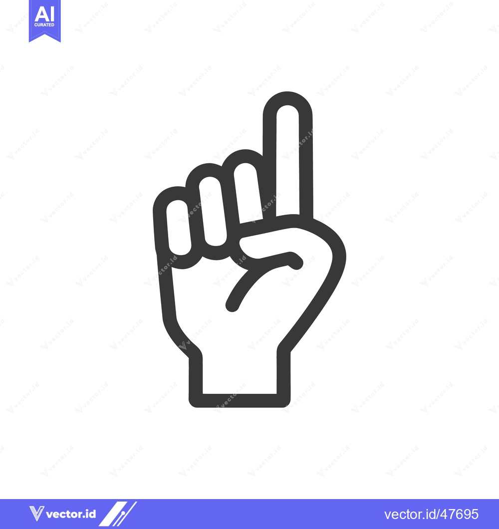 Premium Vector of Minimalist Hand Icon with Index Finger Pointing Upward on White Backgr