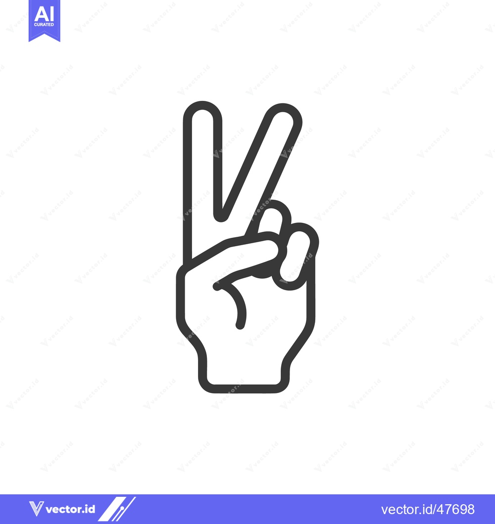 Premium Vector of Minimalist Peace Sign Hand Gesture Icon in Black Outline