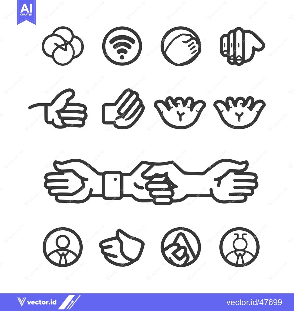 Premium Vector dari Hand Gestures and Network Connection Icons Set