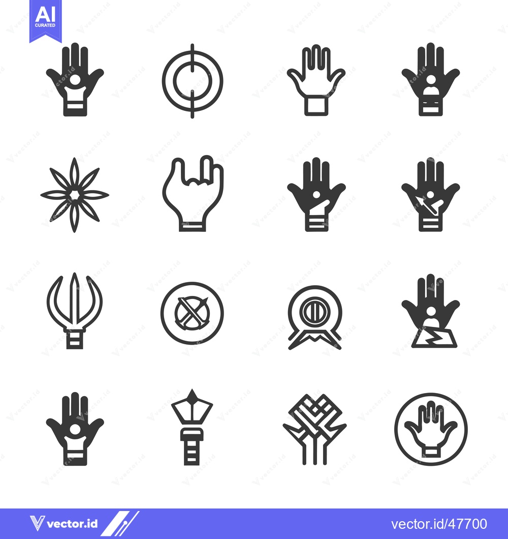 Premium Vector dari Hand Gestures and Symbols in Black and White Line Art