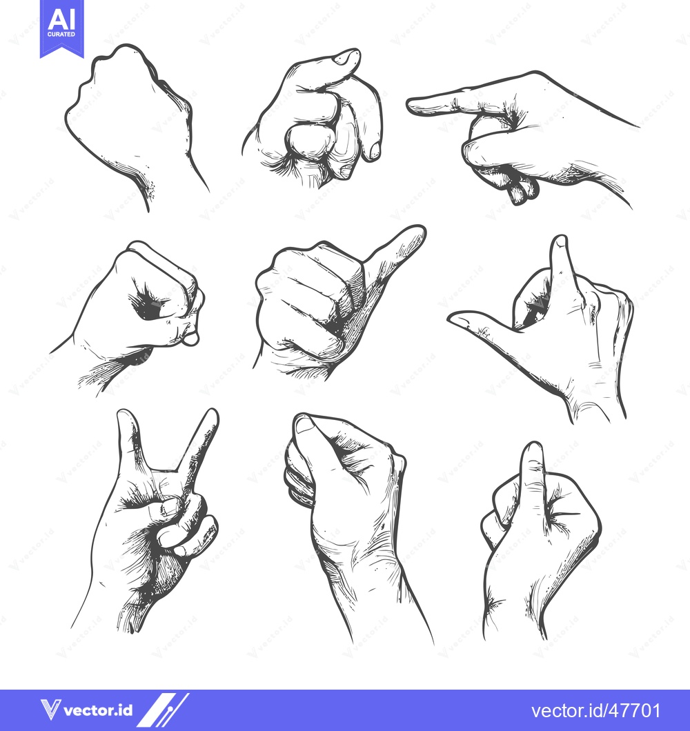 Premium Vector dari Hand Gestures Illustrated in a Hand-Drawn Style