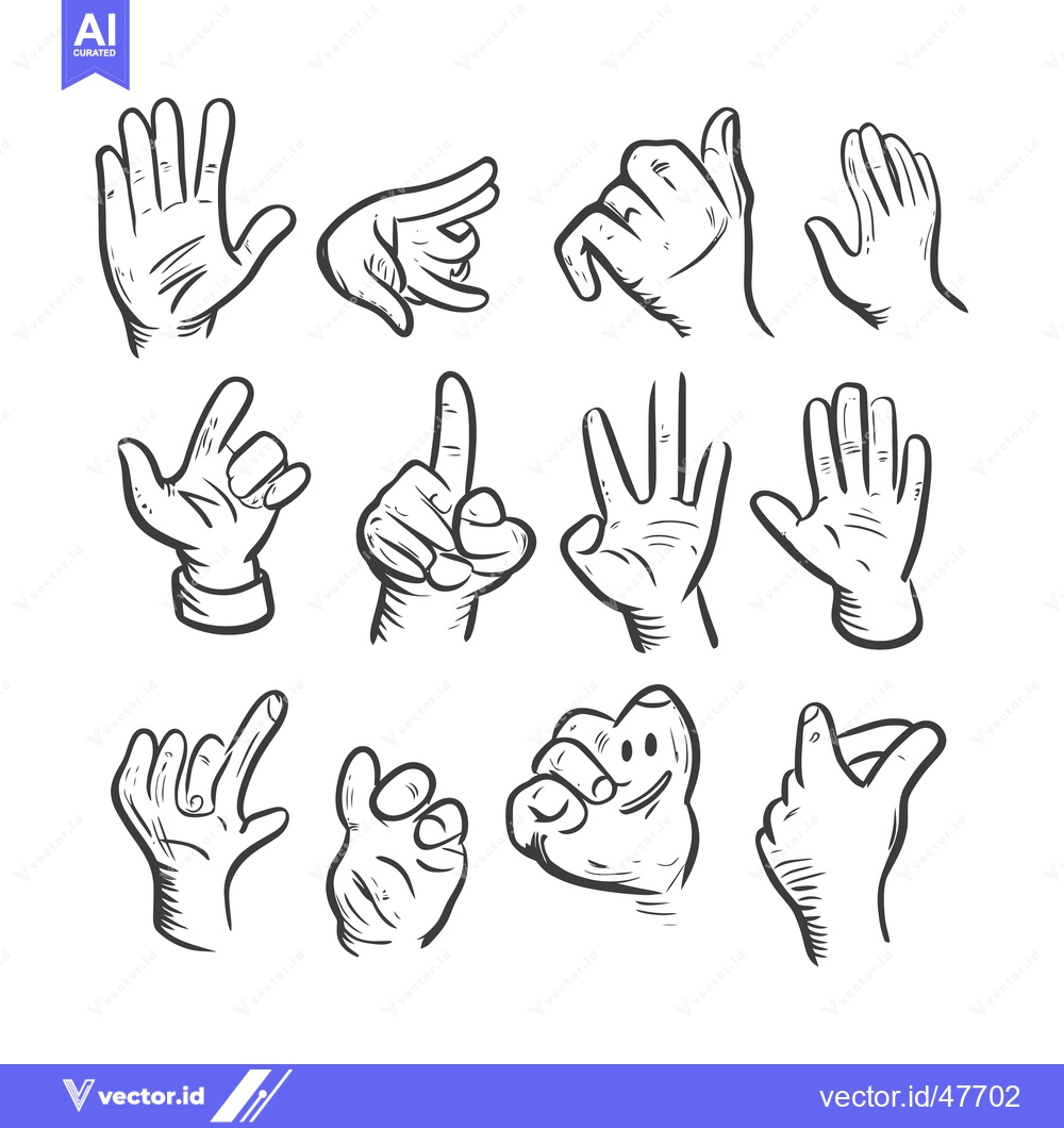 Premium Vector dari Hand Gestures in Hand Drawn Sketch Style