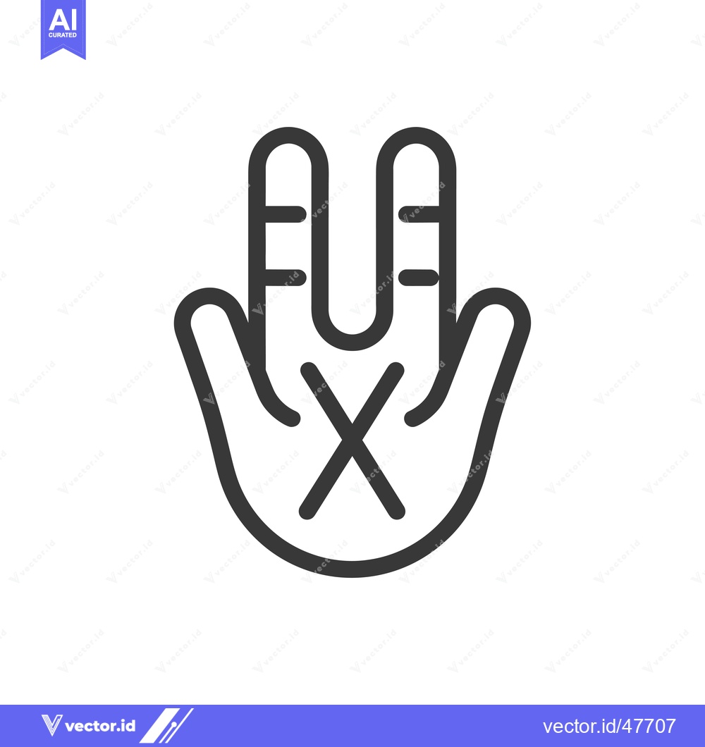 Premium Vector of Hand Gesture with Two Fingers Pointing Up and a Crossed X in Palm