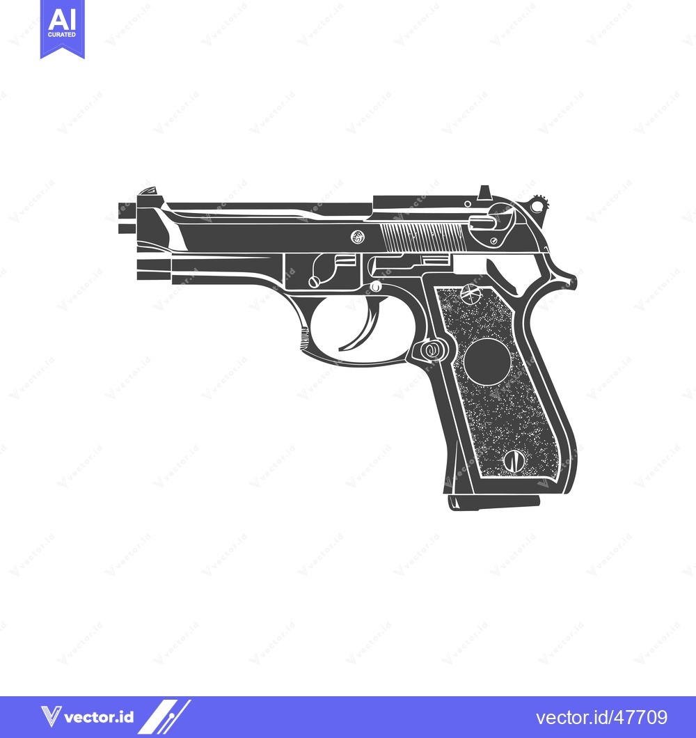 Premium Vector dari Handgun Illustration in Black and White