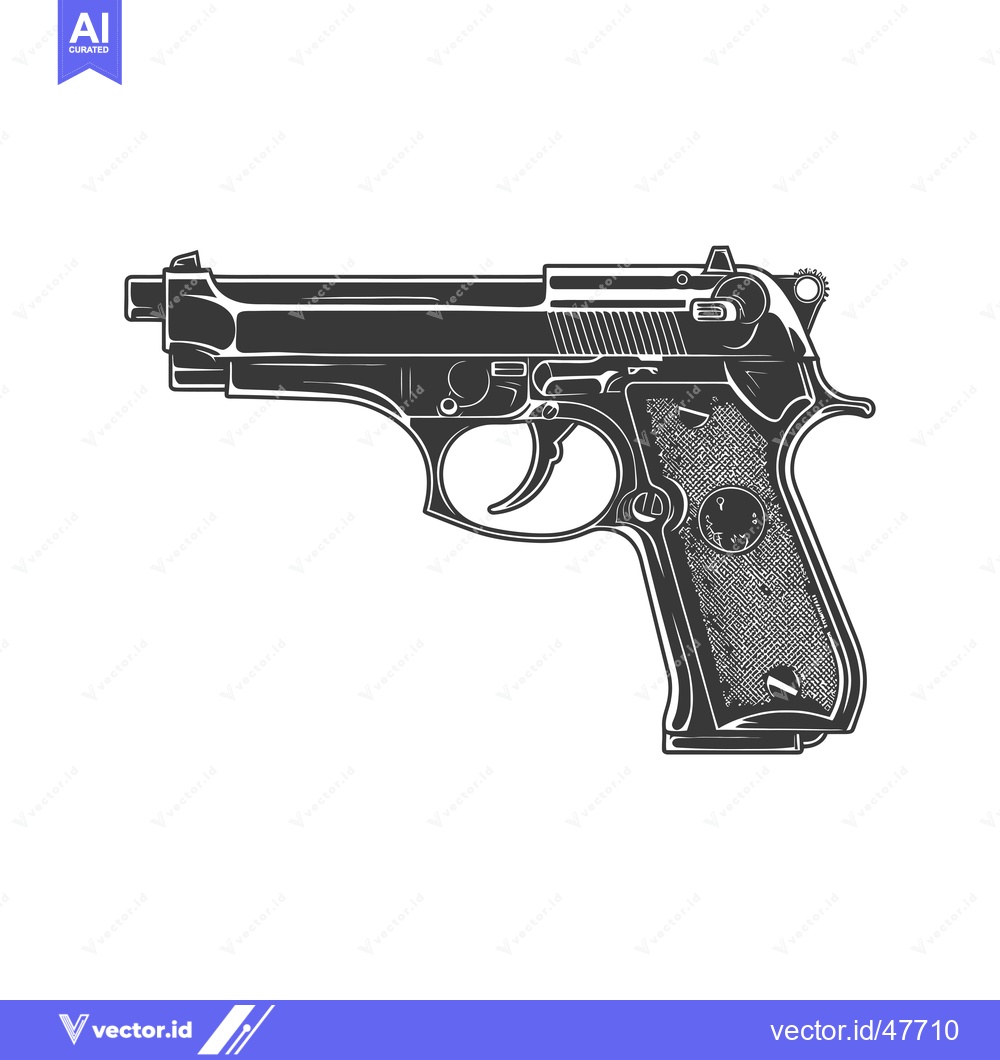 Premium Vector of Handgun with a textured grip and safety