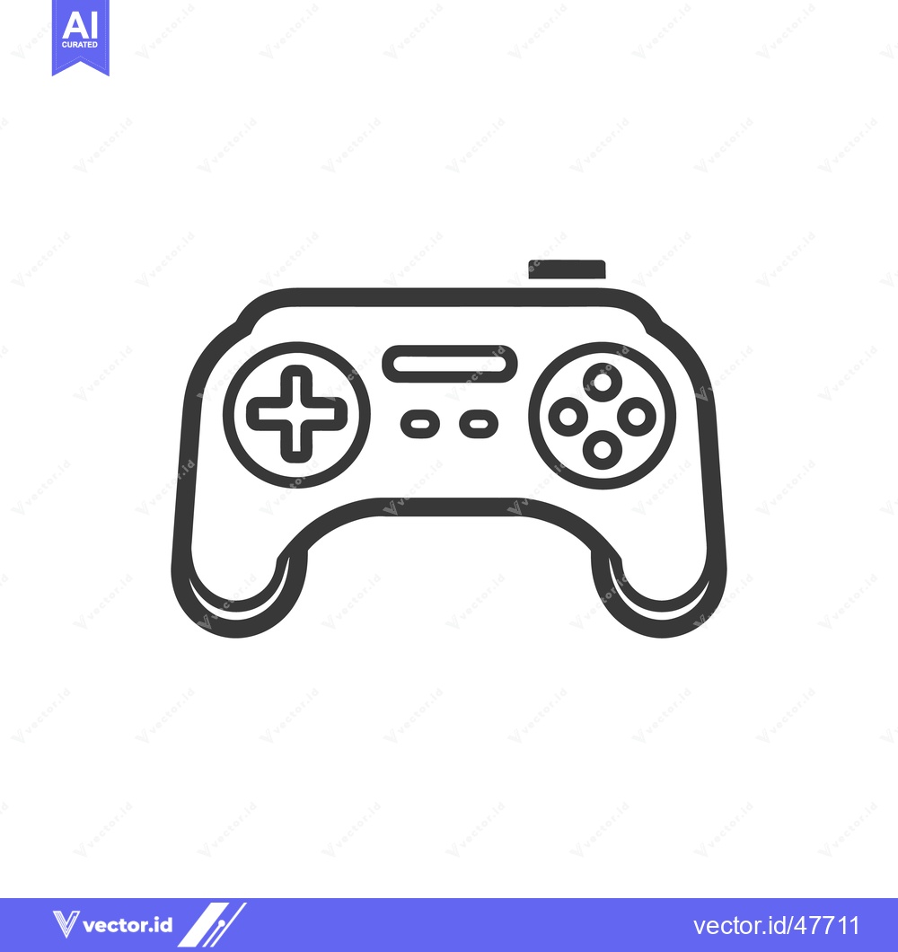 Premium Vector of Retro Game Controller Icon: Minimalist Vector Illustration on White Ba