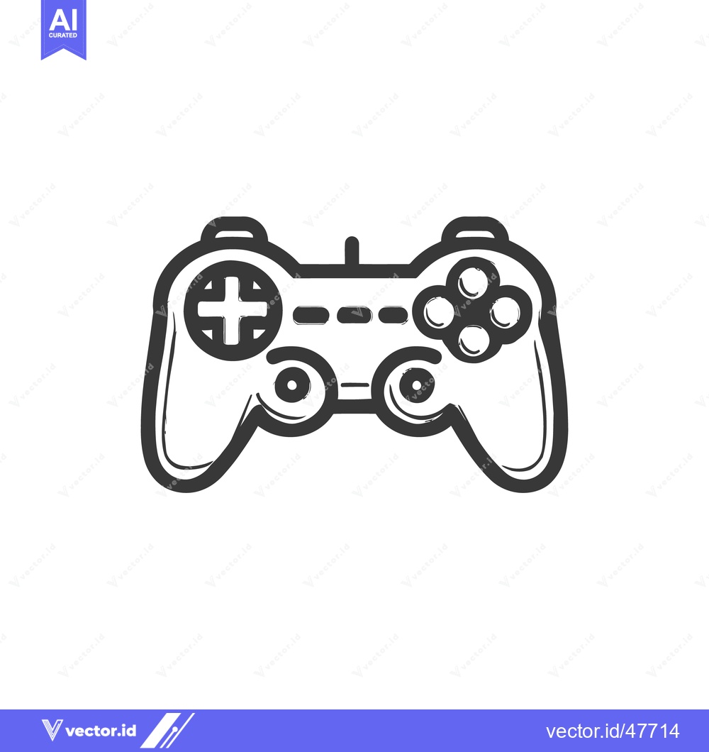 Premium Vector dari Stylized Game Controller Icon with Brushstroke Texture on White Backgr