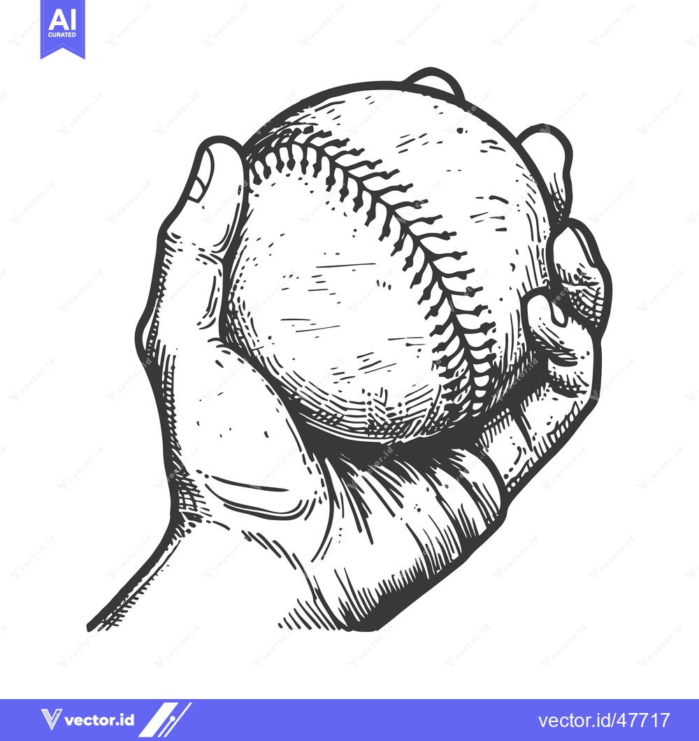 Premium Vector dari Hand Holding a Baseball with Stitches