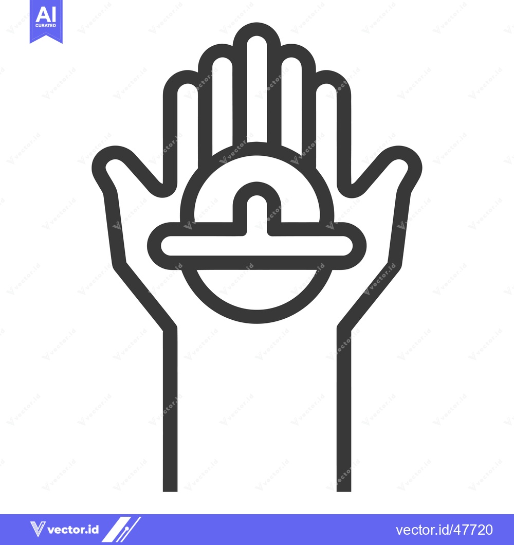 Premium Vector dari Hand Holding a Circle with a Horizontal Line Inside
