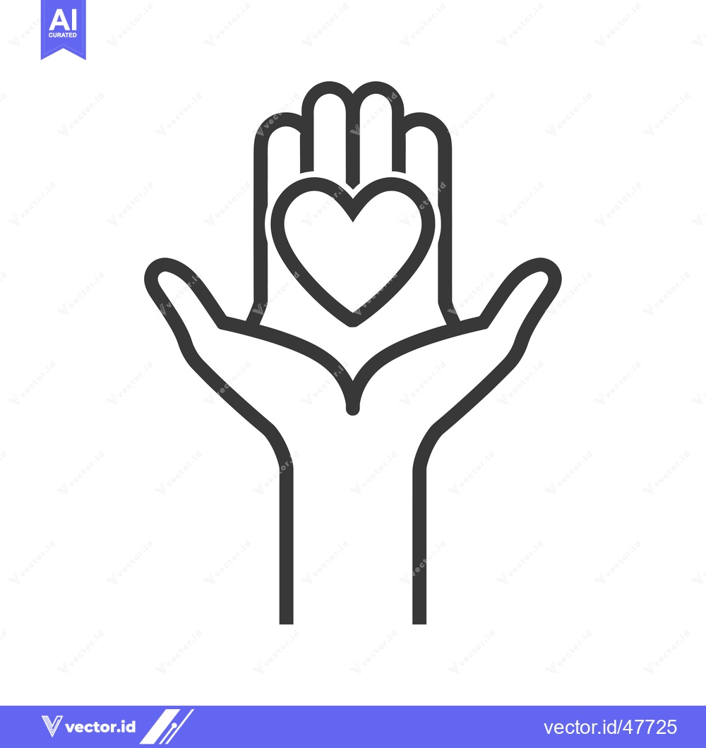 Premium Vector dari Hand Holding a Heart Shape in Outline Style