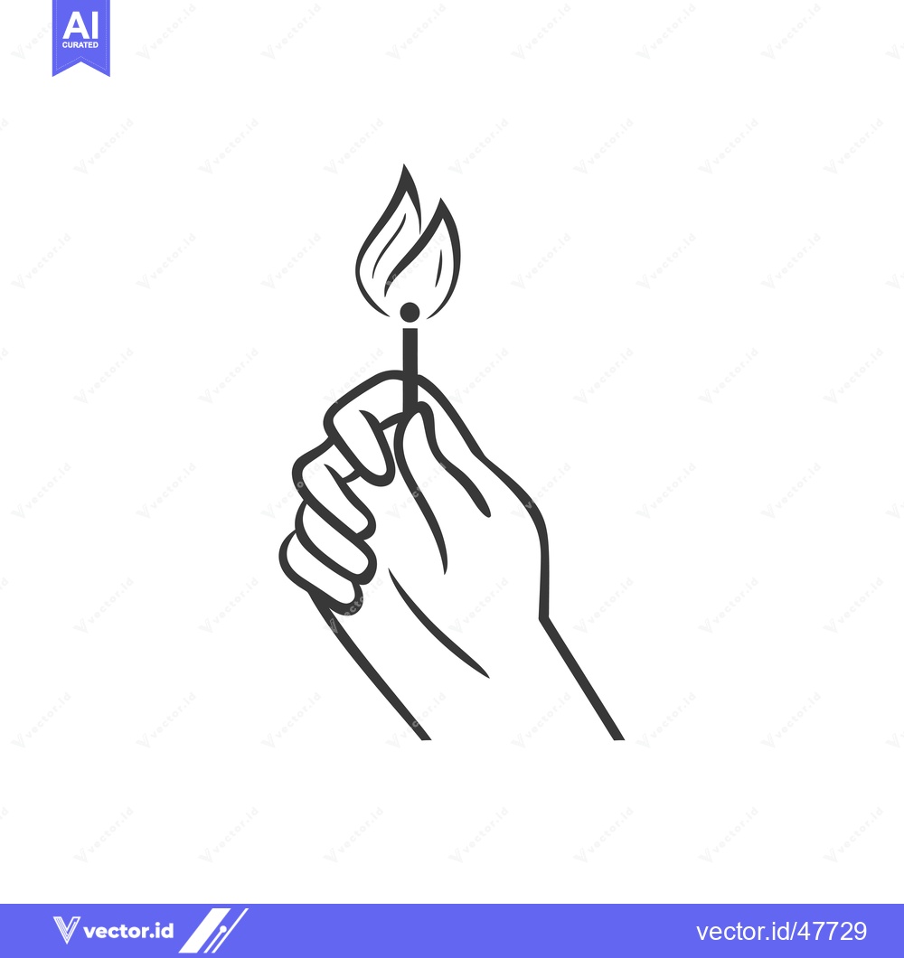 Premium Vector dari Hand Holding a Lit Matchstick