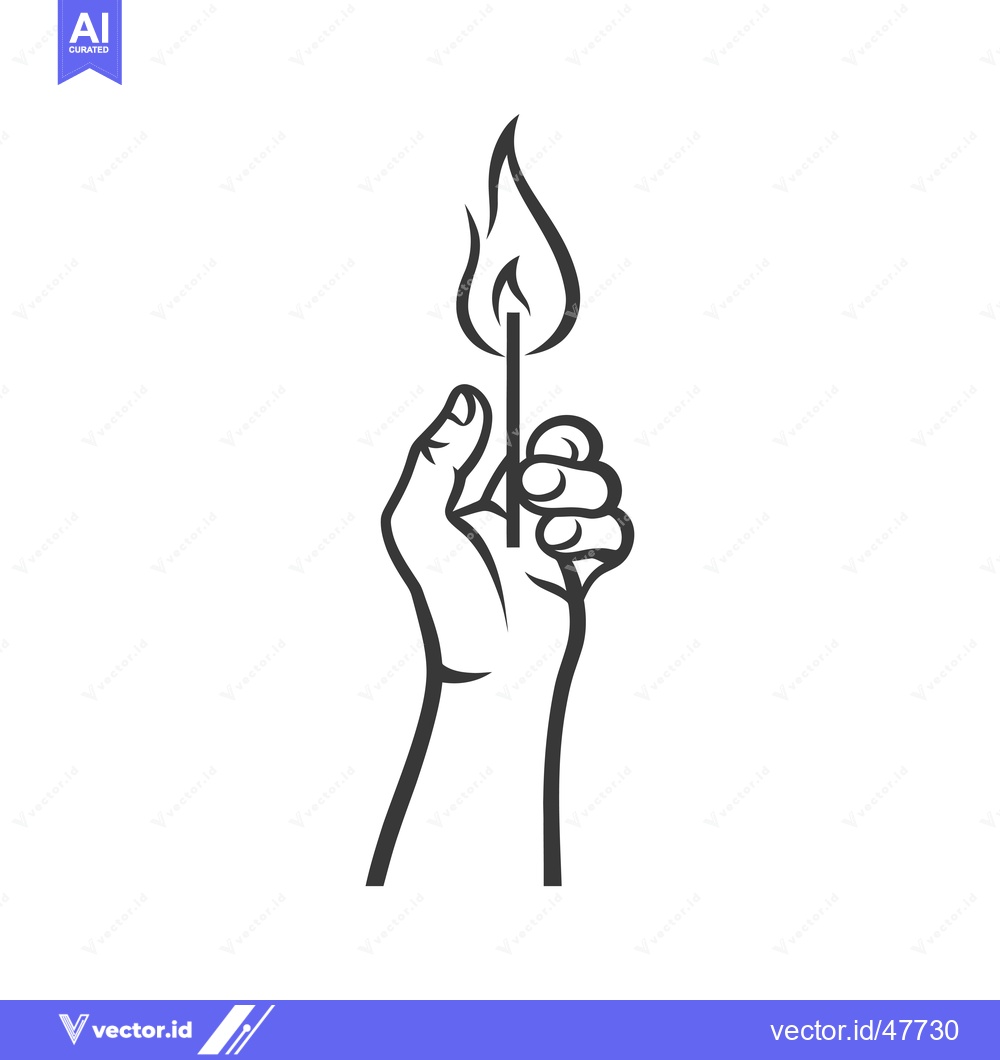 Premium Vector of Hand Holding a Lit Matchstick