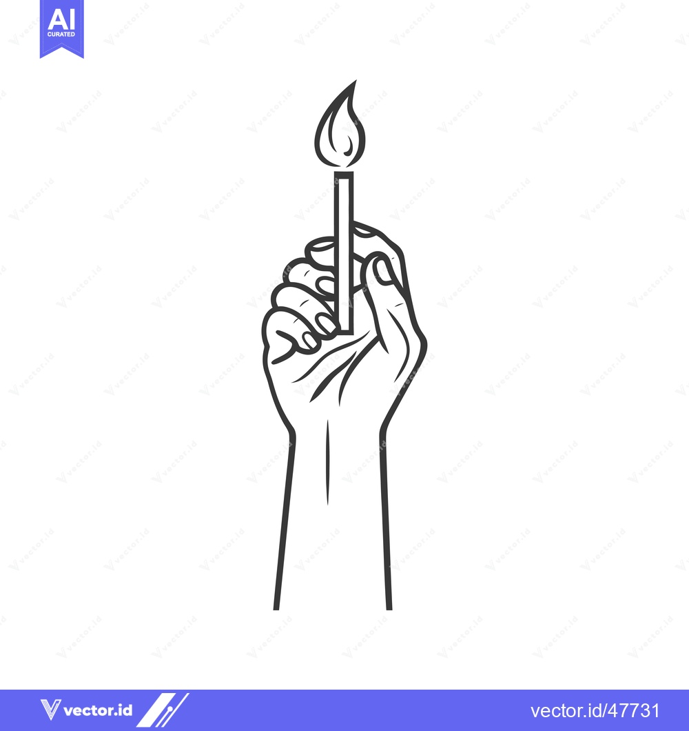 Premium Vector dari Hand Holding a Lit Matchstick