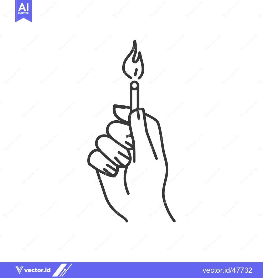 Premium Vector of Hand Holding a Lit Matchstick