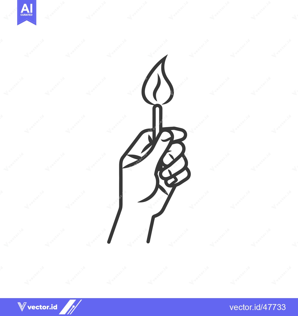 Premium Vector of Hand Holding a Lit Matchstick