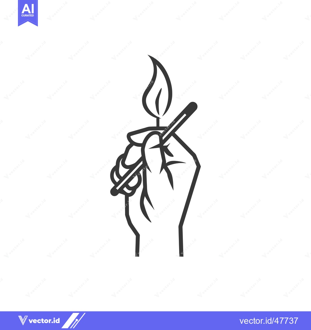 Premium Vector of Hand Holding a Lit Match with a Flame