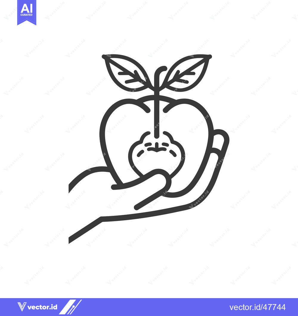 Premium Vector of Hand Holding an Apple with a Sprout Growing from the Top