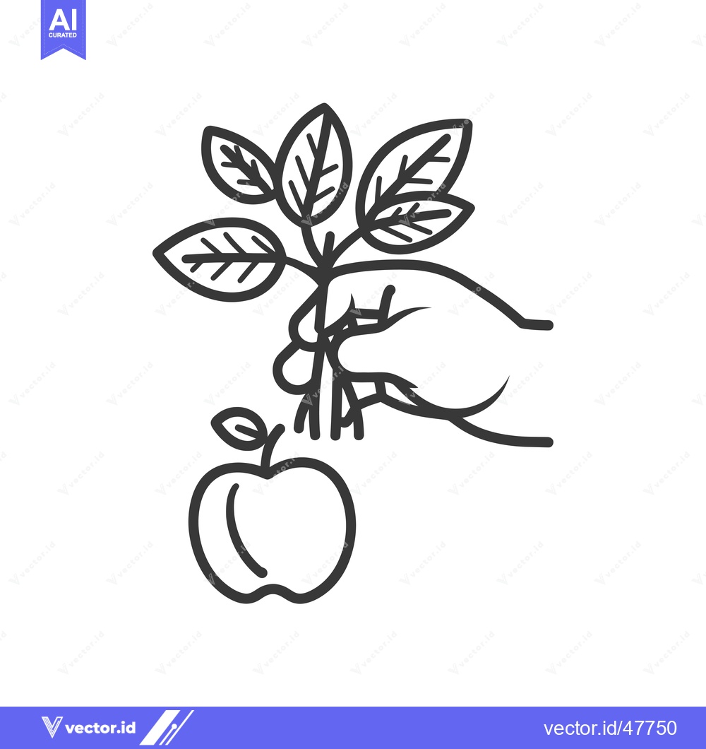 Premium Vector dari Hand Holding Apple Tree Sapling with Fruit