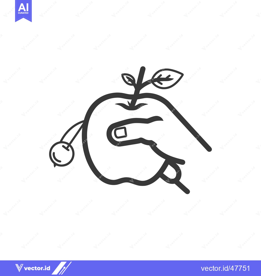 Premium Vector dari Hand Holding Apple With Stem and Leaf