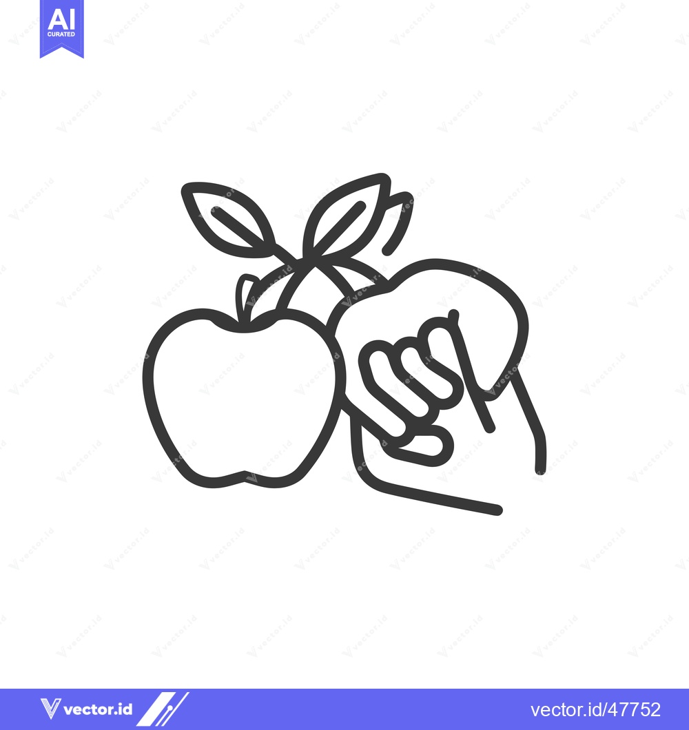 Premium Vector of Hand Holding a Red Apple with a Leaf