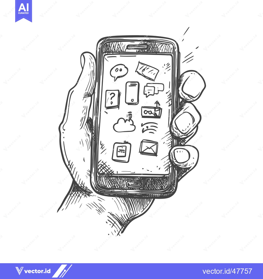 Premium Vector dari Hand Holding a Smartphone with Icons on the Screen