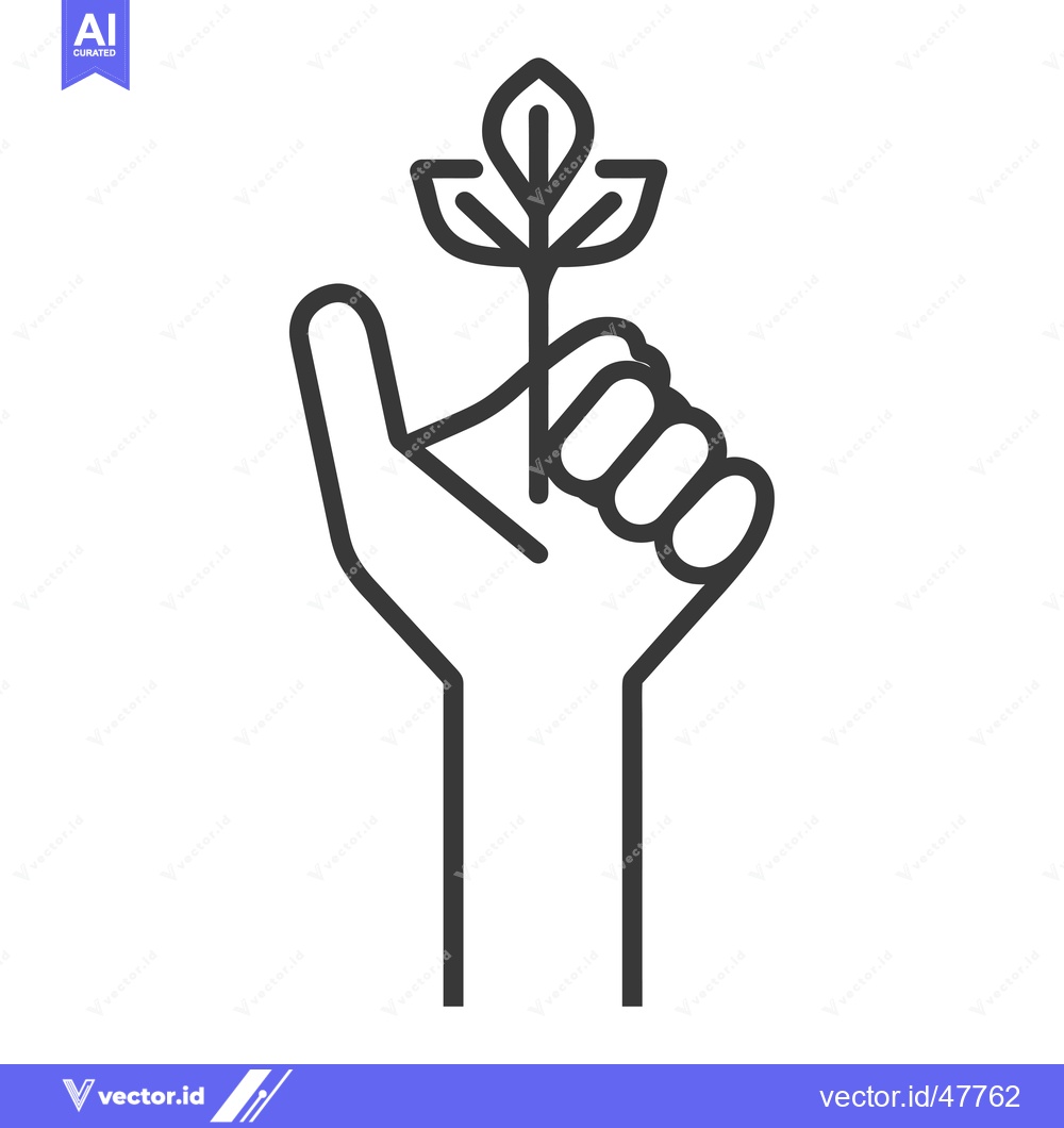 Premium Vector dari Hand Holding a Sprout with Three Leaves