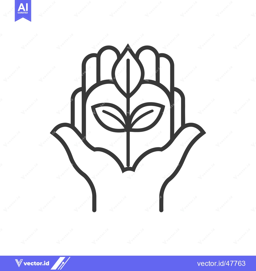 Premium Vector of Hand Holding a Sprout with Three Leaves