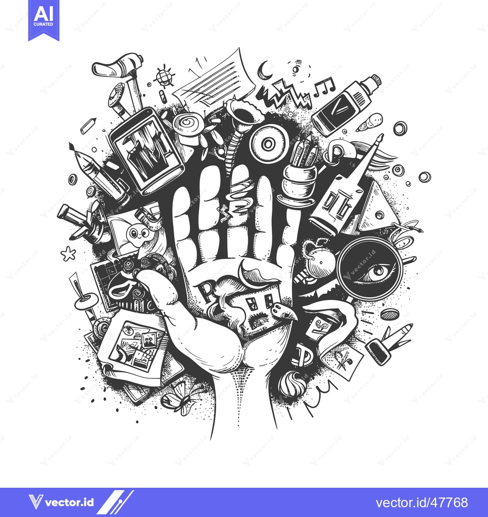Premium Vector dari Hand Holding a Variety of Objects, Including a House