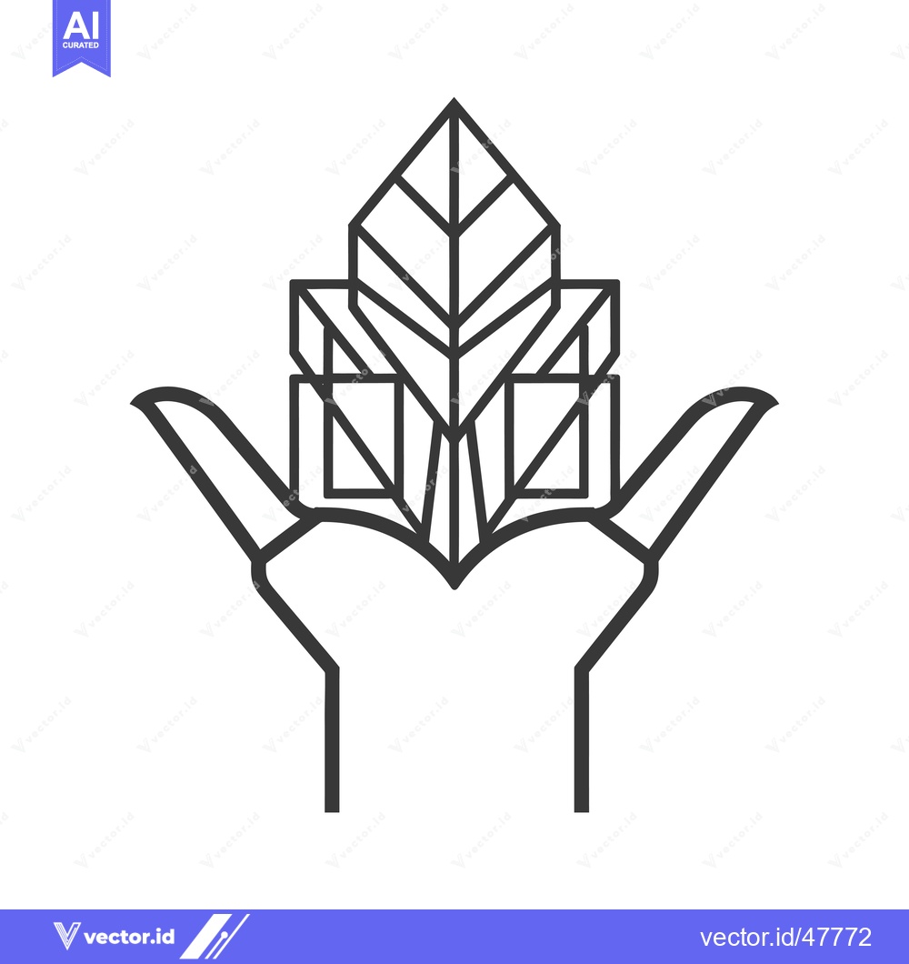 Premium Vector dari Hand Holding Geometric Green Building