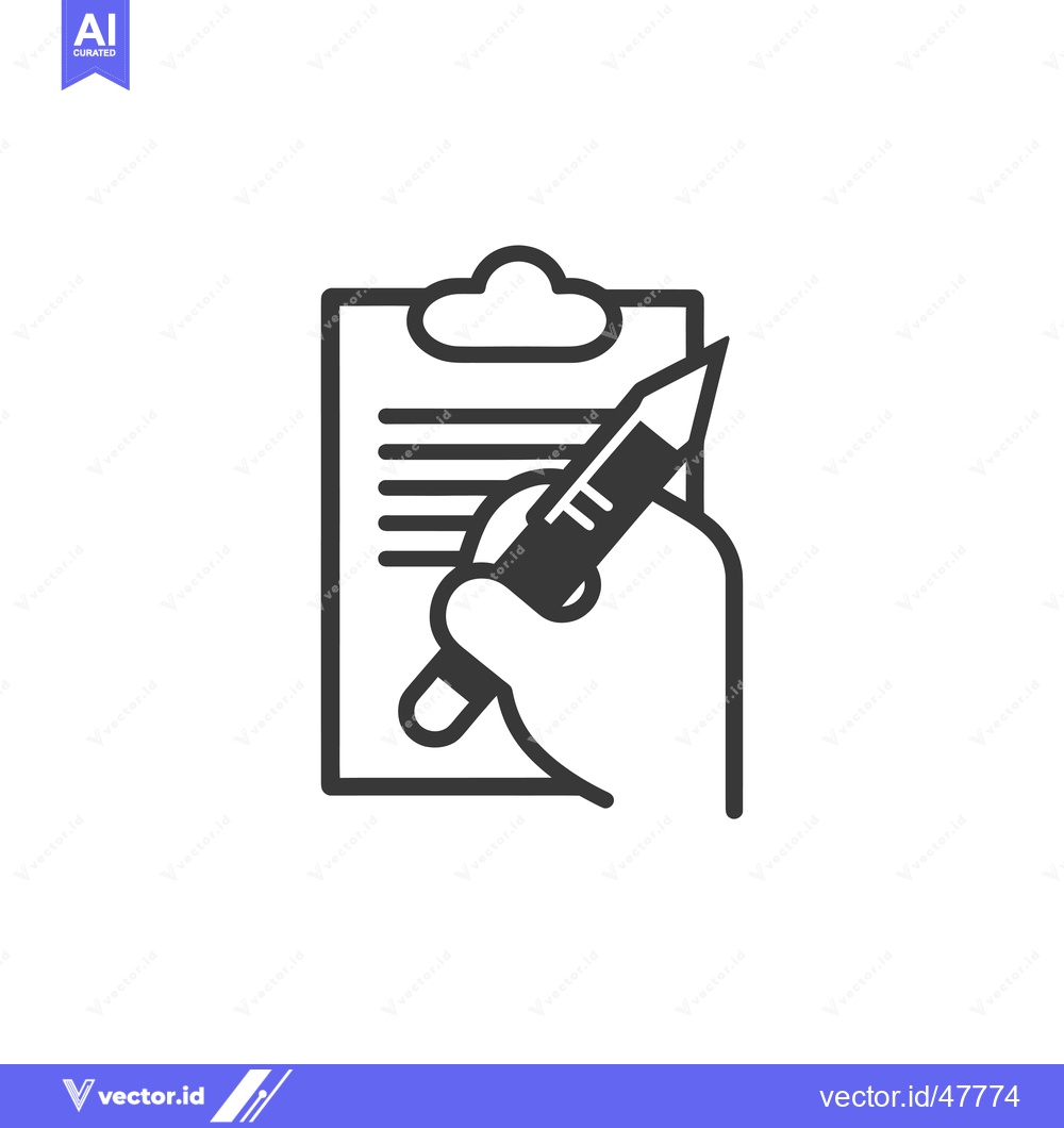 Premium Vector of Hand holding pencil writing on clipboard checklist