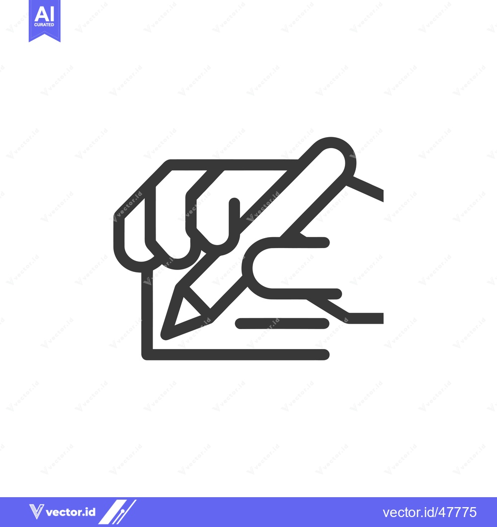 Premium Vector dari Hand Holding Pencil Writing on Paper