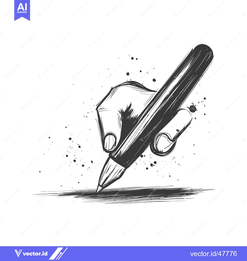 Premium Vector dari Hand Holding Pen Writing on Paper With Ink Splashes