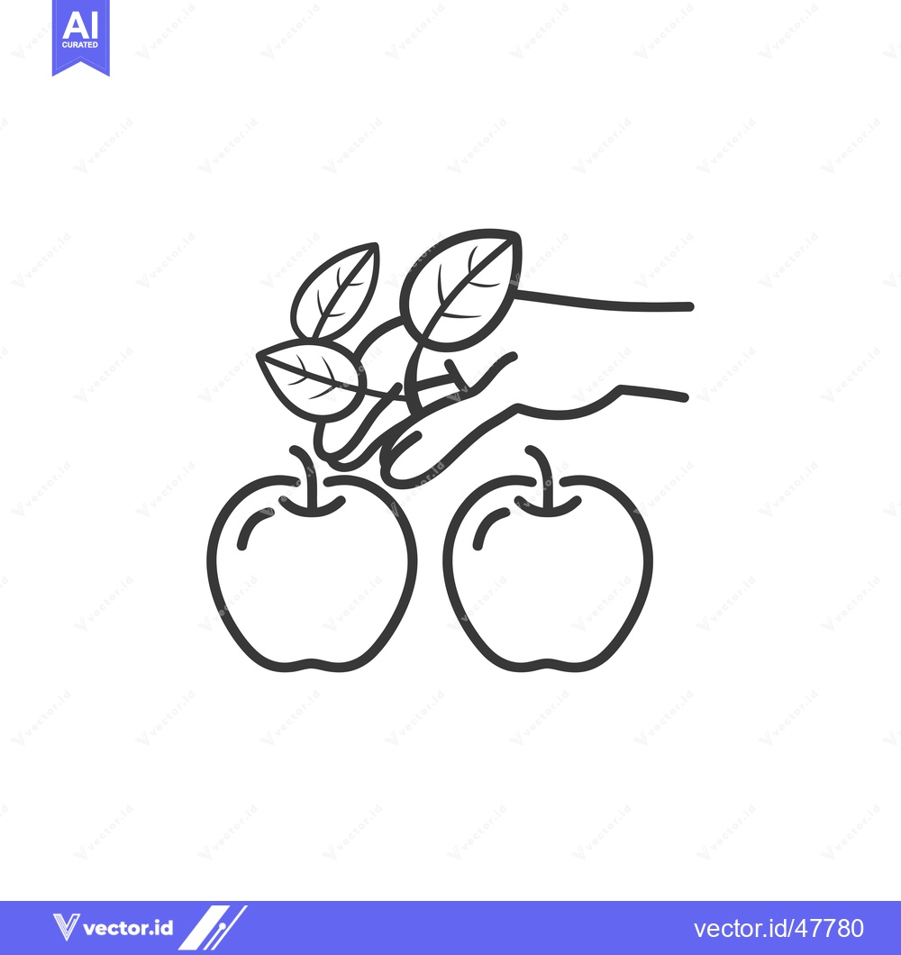 Premium Vector of Hand Holding Two Apples with Leaves
