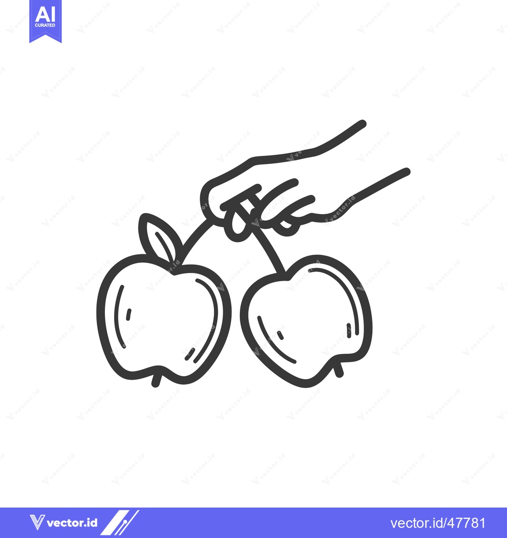 Premium Vector of Hand Holding Two Apples with Stems