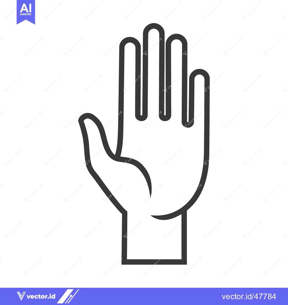 Premium Vector of A graphic outline illustration showing the open palm of a hand