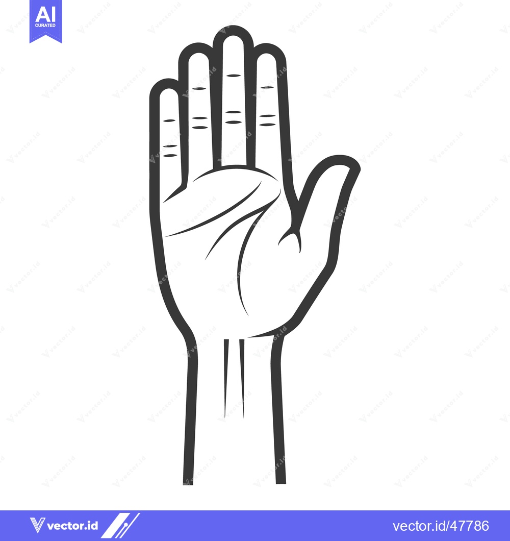 Premium Vector of A stylized black and white line drawing of an outstretched hand