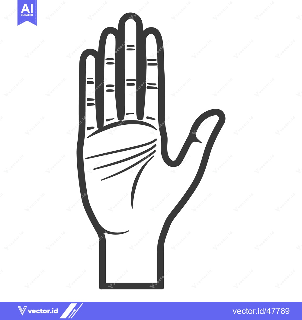Premium Vector dari A simplified illustration depicts an open human hand in a stop gesture