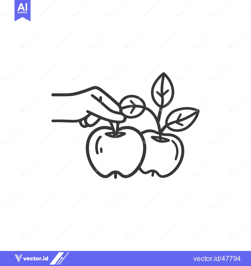 Premium Vector dari Hand Picking Two Apples with Leaves