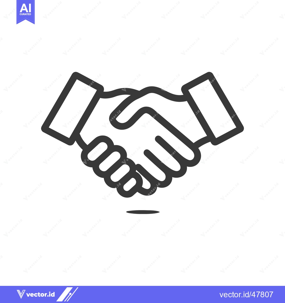 Premium Vector dari Bold Handshake Icon: Symbol of Agreement and Partnership in Black and