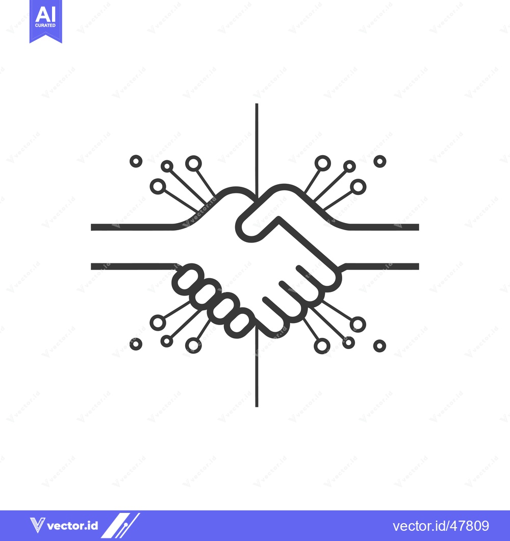 Premium Vector dari Handshake Icon with Interconnected Lines and Dots