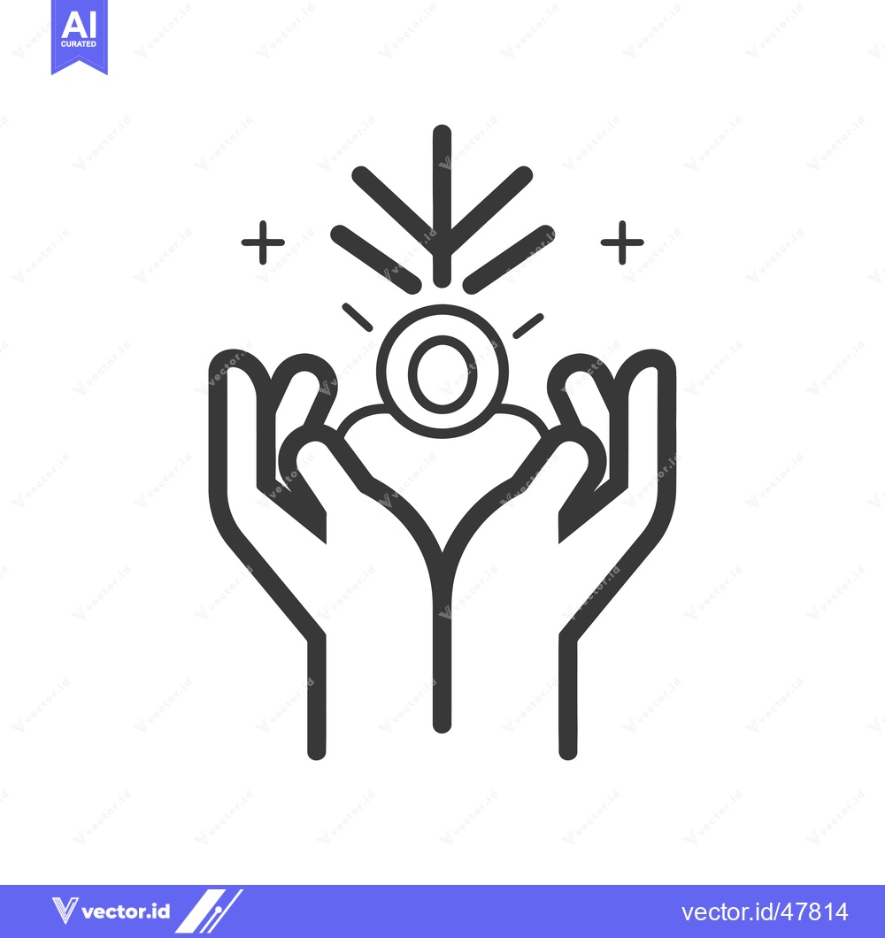 Premium Vector dari Hands Holding a Glowing Circle with Radiating Lines