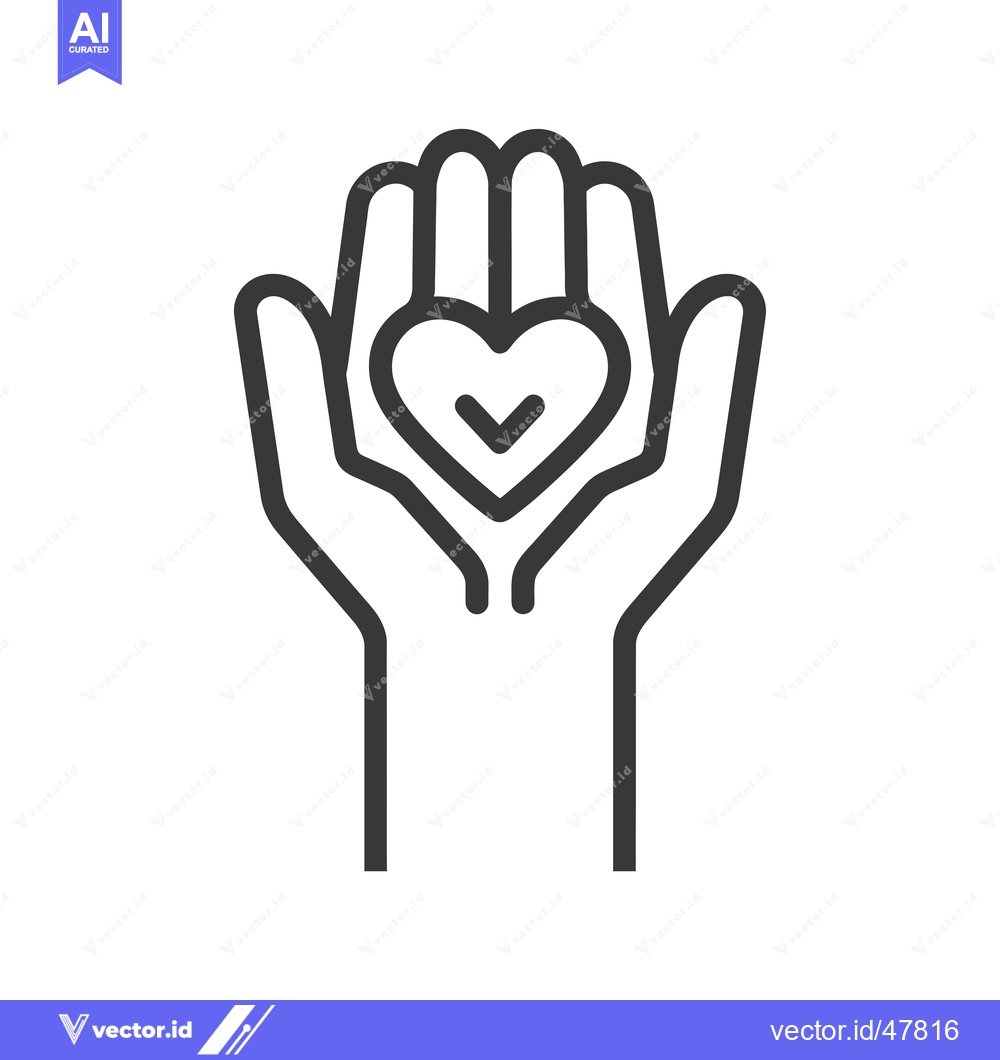 Premium Vector dari Hands Holding a Heart with a Checkmark Inside