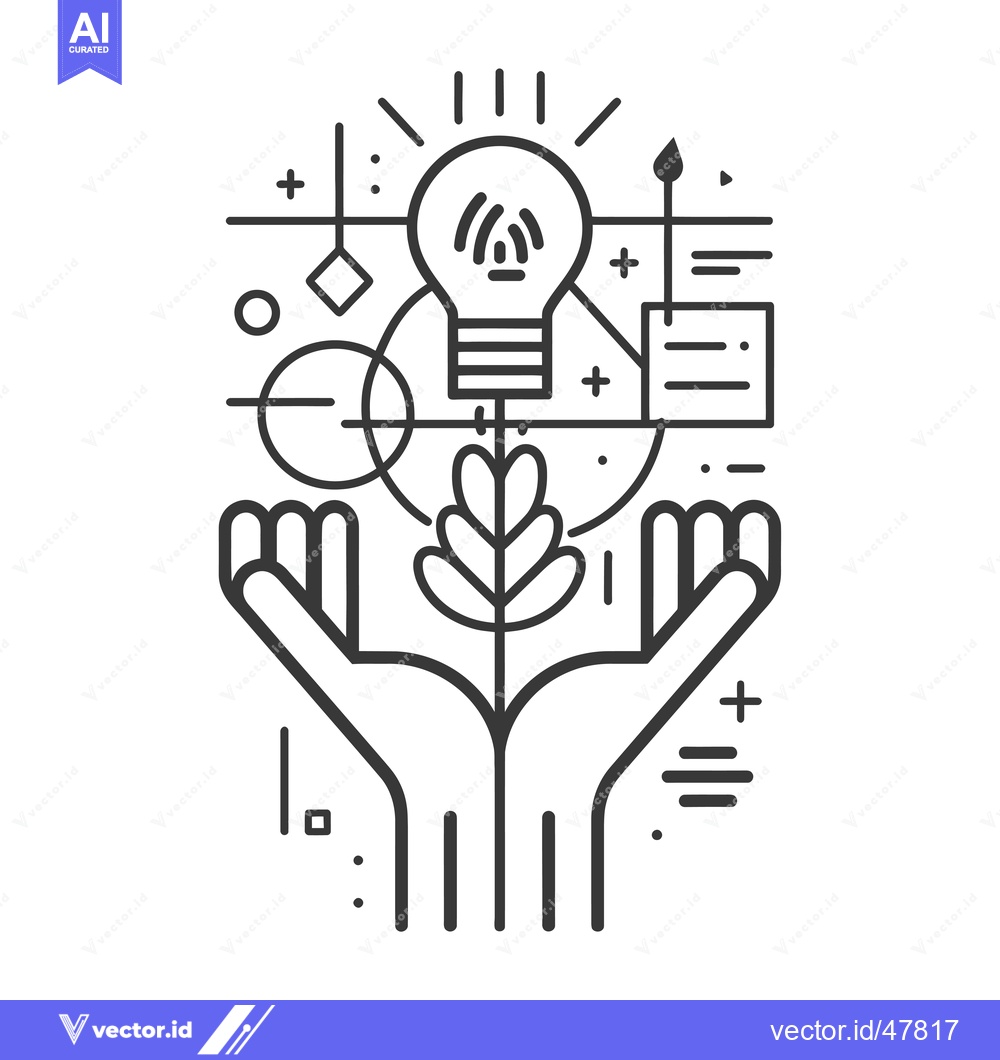 Premium Vector of Hands Holding a Light Bulb with a Plant Growing from it