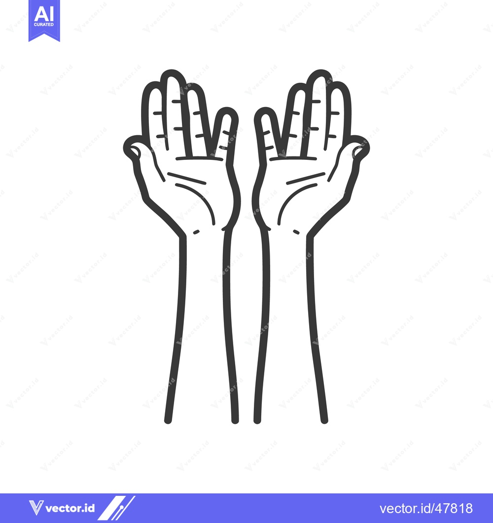 Premium Vector dari Two hands with palms up drawn in black and white