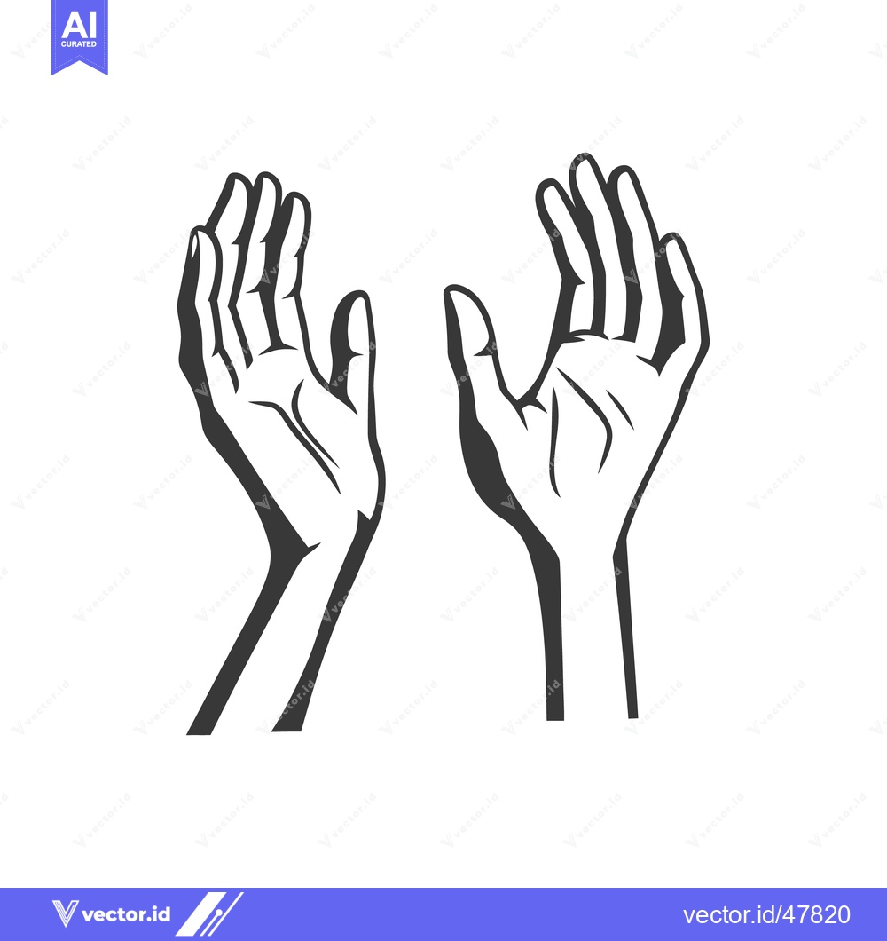 Premium Vector dari Two open human hands are raised upwards against a white background