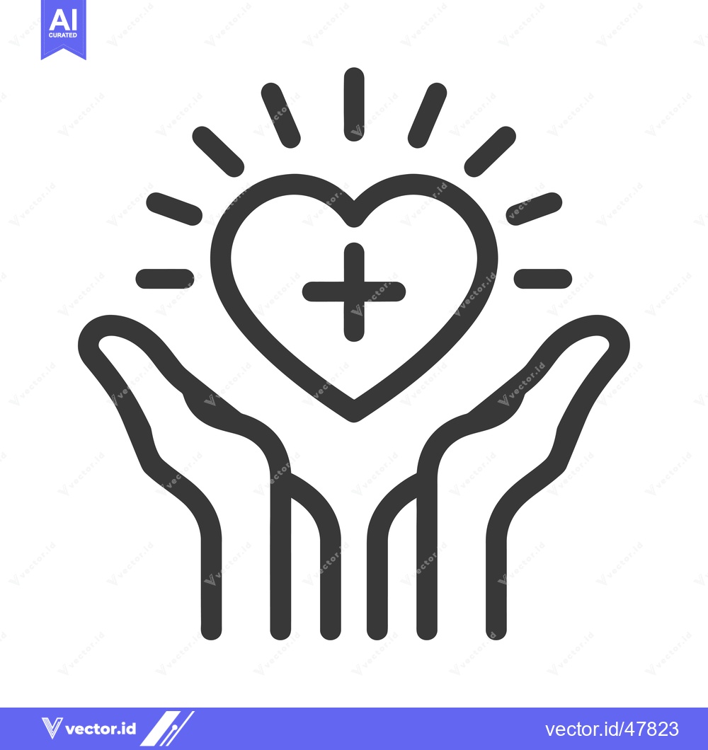 Premium Vector dari Hands Protecting a Shining Heart with a Cross Inside