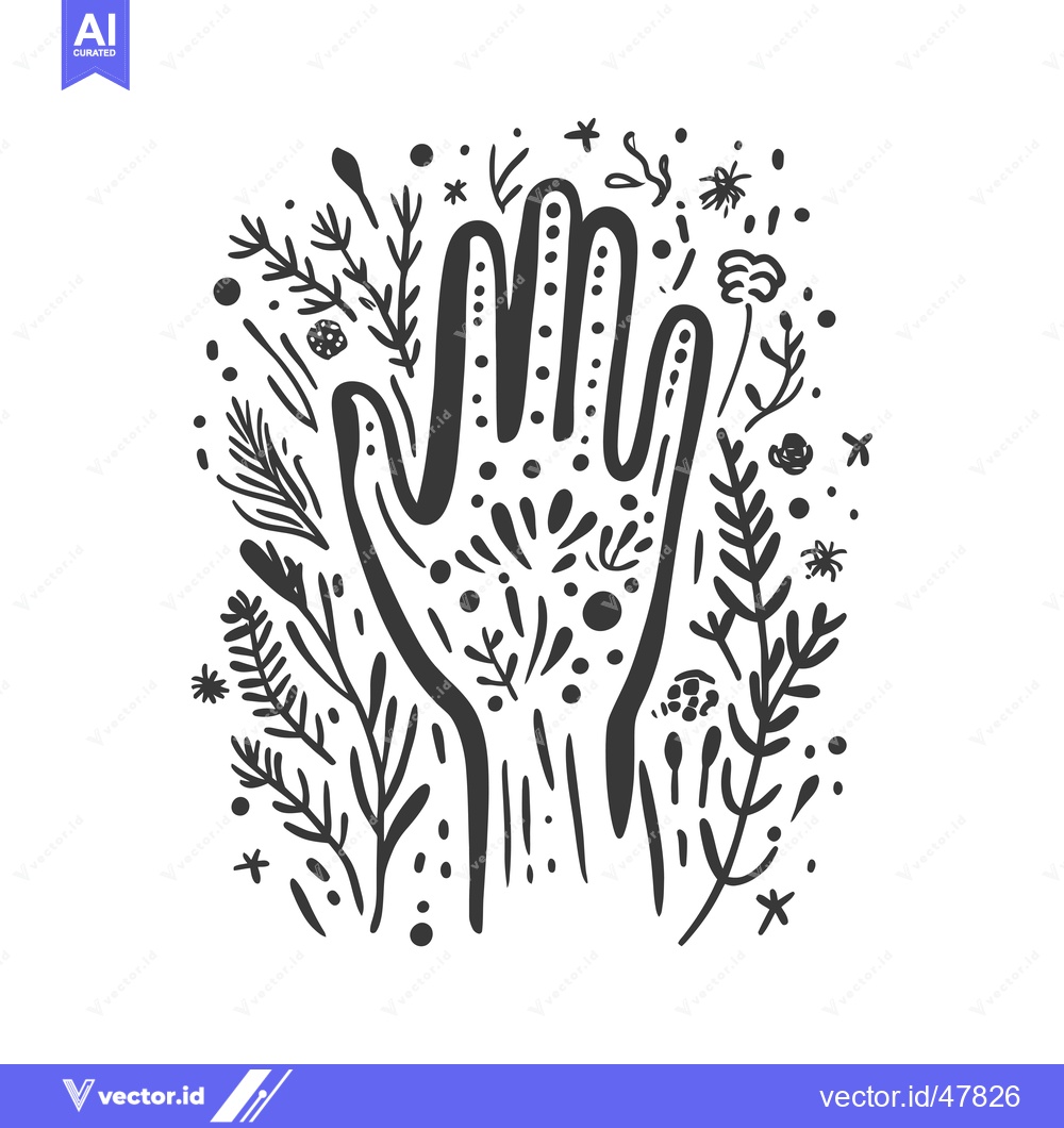 Premium Vector dari Hand Surrounded by Abstract Floral Design